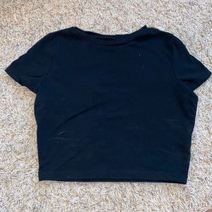 Plain Black Crop Tee